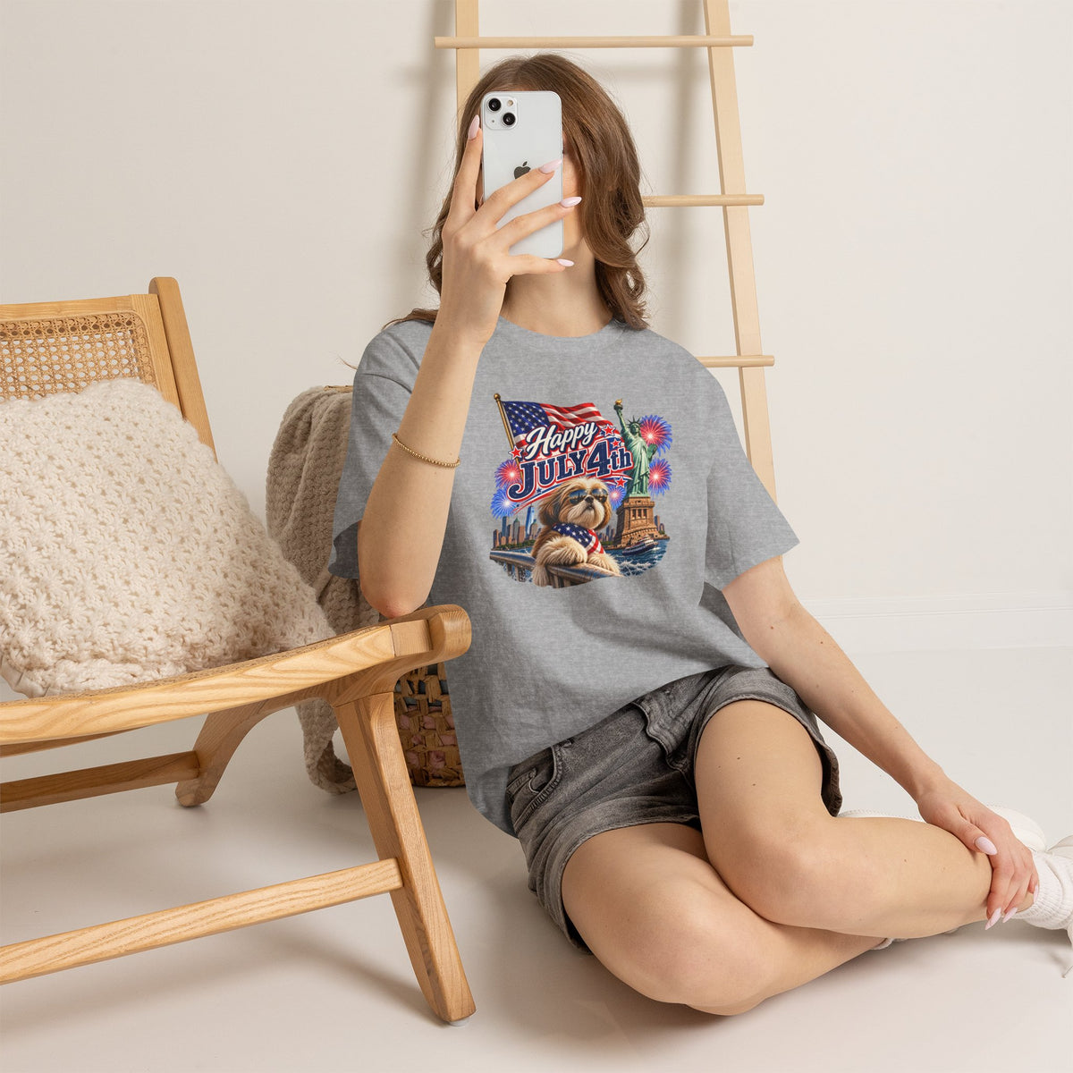 4th of July Dog T-Shirt - Happy July 4th Patriotic Fireworks Tee