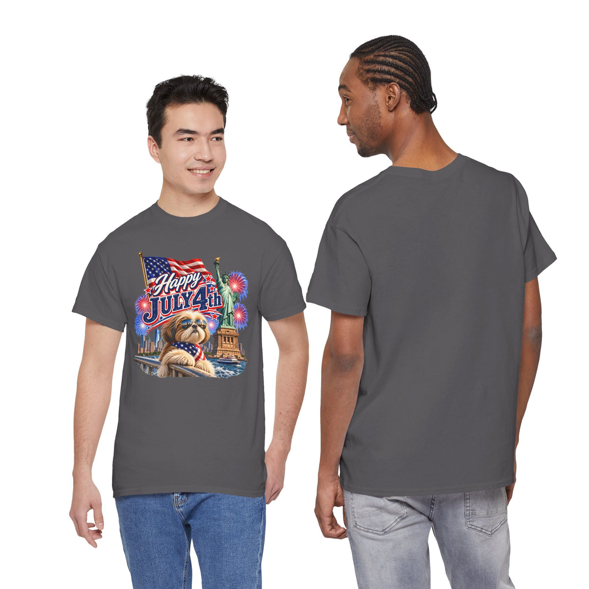 4th of July Dog T-Shirt - Happy July 4th Patriotic Fireworks Tee