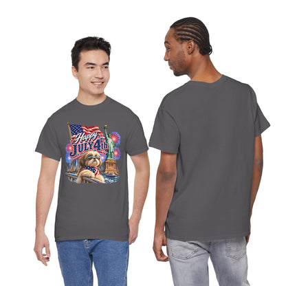 4th of July Dog T-Shirt - Happy July 4th Patriotic Fireworks Tee