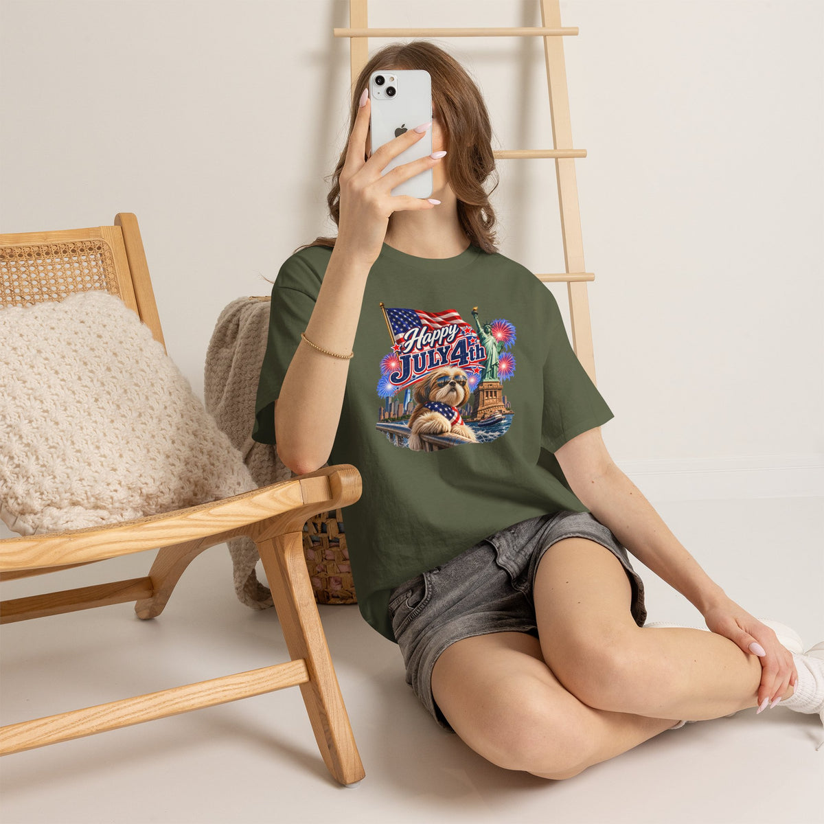 4th of July Dog T-Shirt - Happy July 4th Patriotic Fireworks Tee