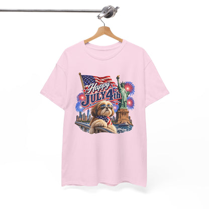4th of July Dog T-Shirt - Happy July 4th Patriotic Fireworks Tee