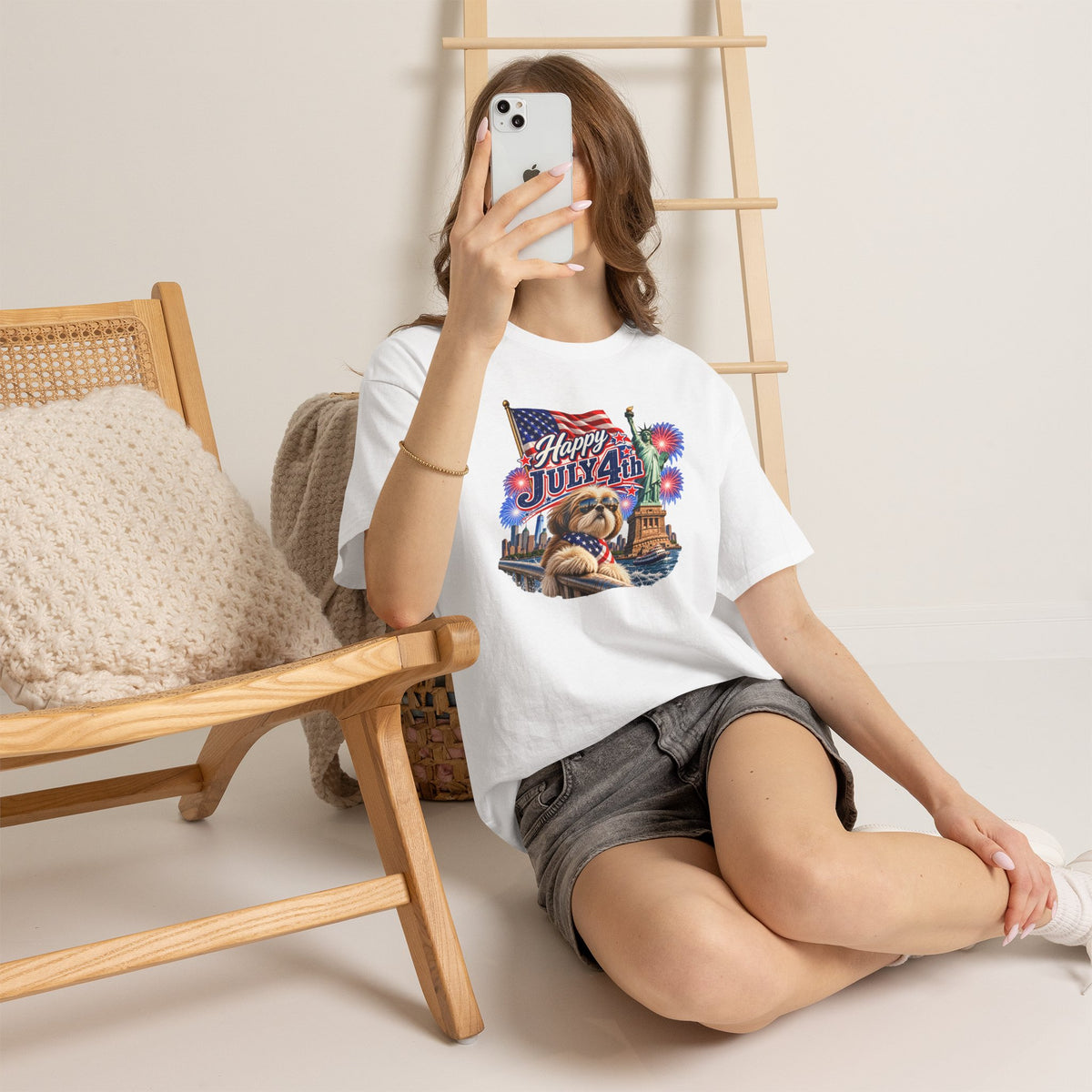 4th of July Dog T-Shirt - Happy July 4th Patriotic Fireworks Tee