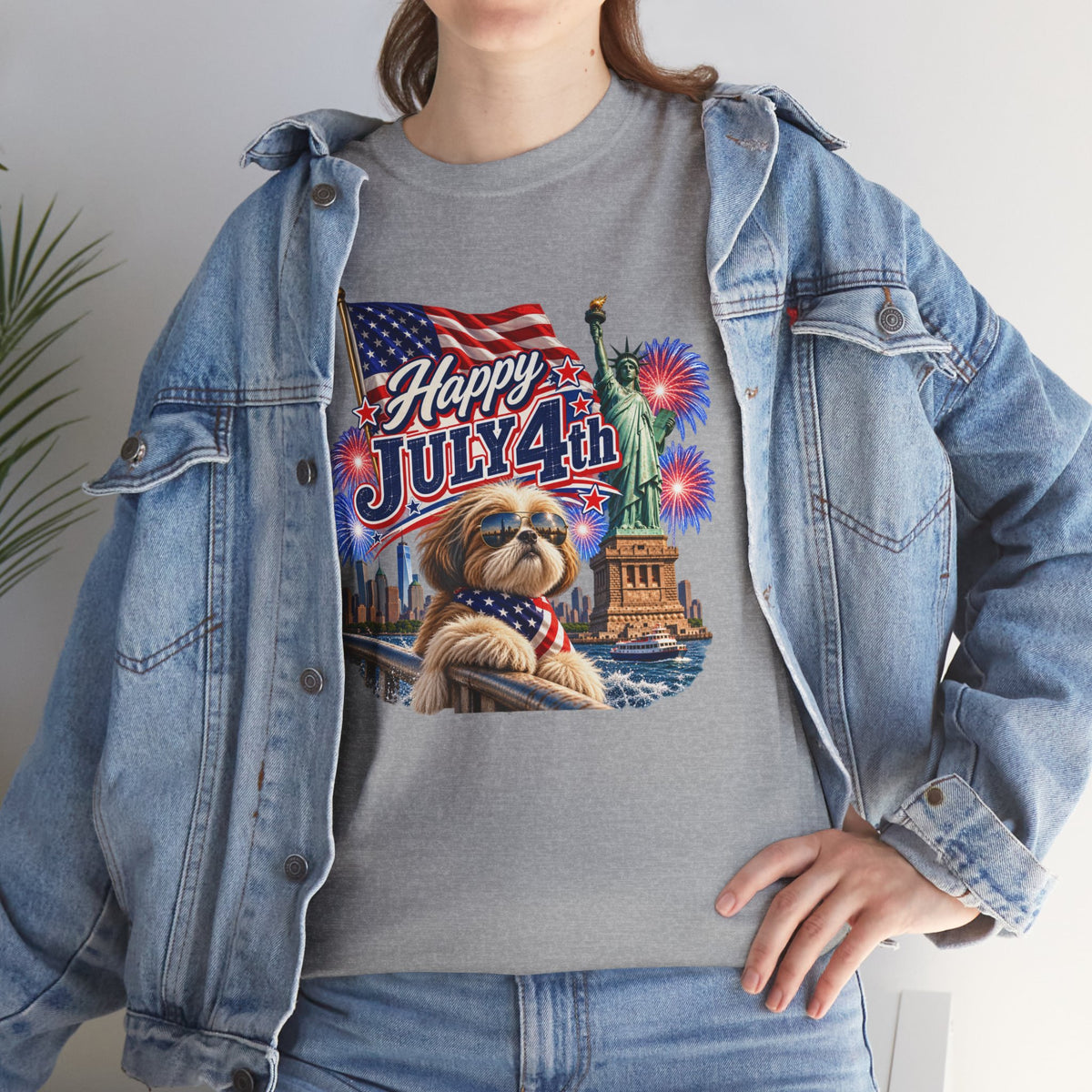 4th of July Dog T-Shirt - Happy July 4th Patriotic Fireworks Tee