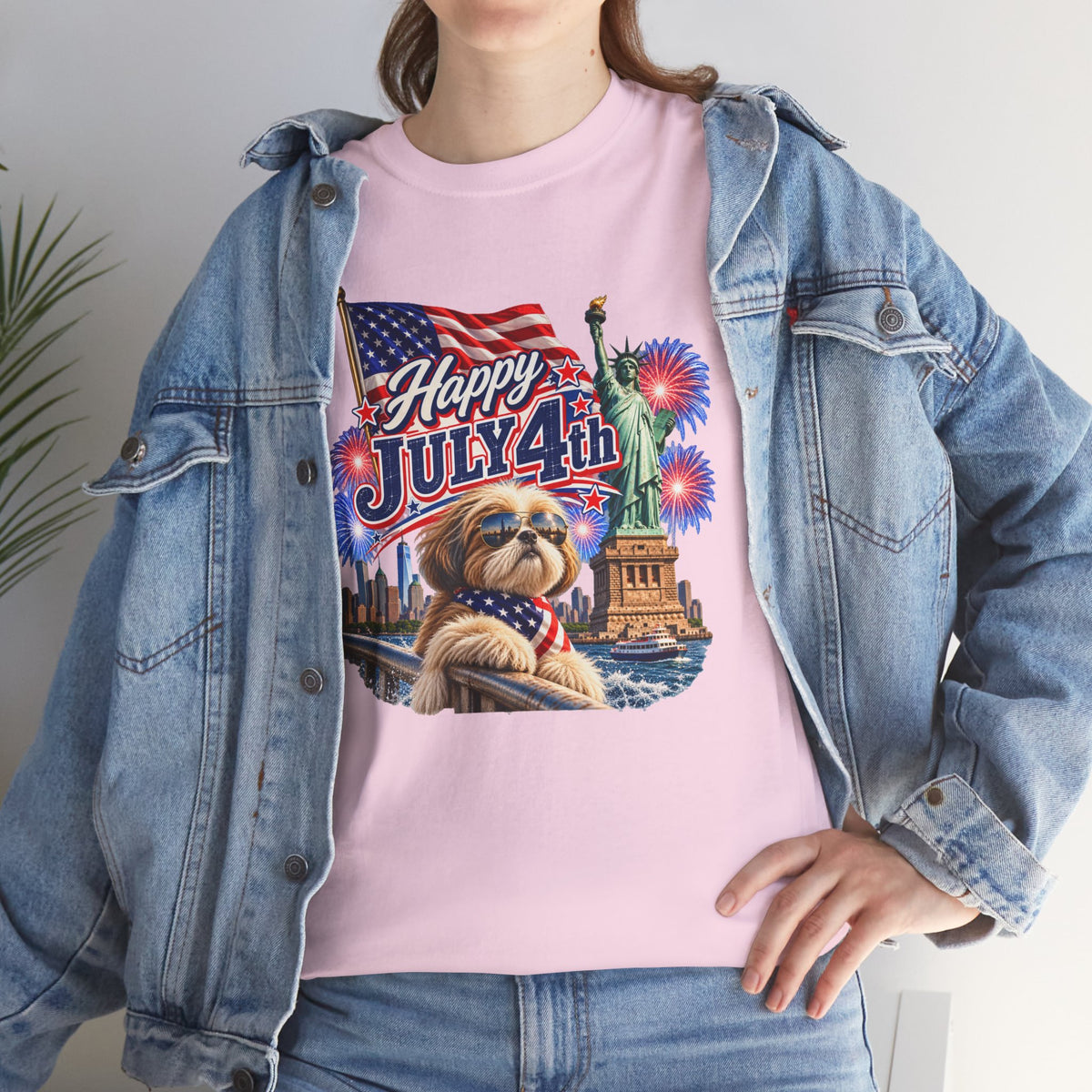 4th of July Dog T-Shirt - Happy July 4th Patriotic Fireworks Tee
