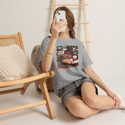 Squirrel Eating Burger T‑Shirt — Funny Animal Photo Tee