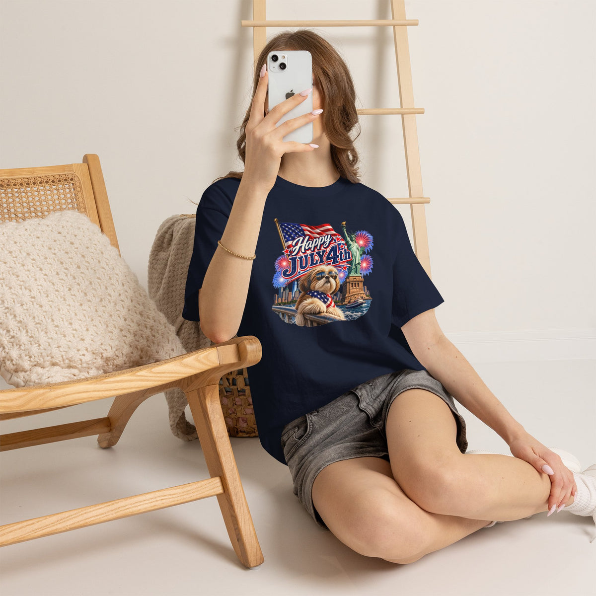 4th of July Dog T-Shirt - Happy July 4th Patriotic Fireworks Tee