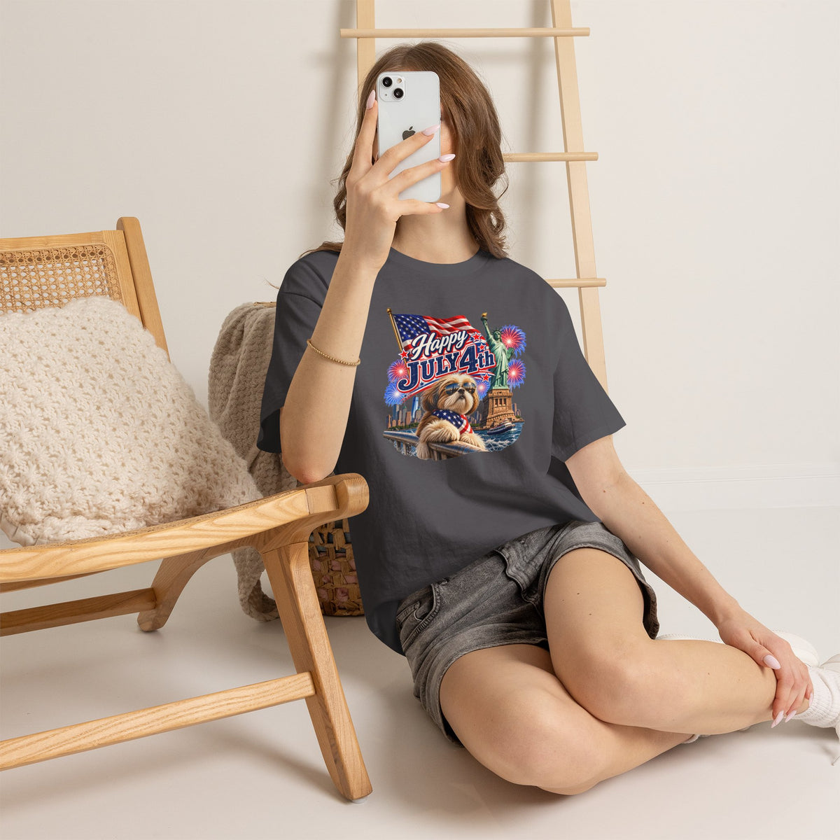 4th of July Dog T-Shirt - Happy July 4th Patriotic Fireworks Tee