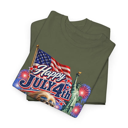 4th of July Dog T-Shirt - Happy July 4th Patriotic Fireworks Tee