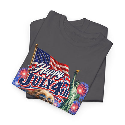 4th of July Dog T-Shirt - Happy July 4th Patriotic Fireworks Tee