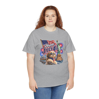 4th of July Dog T-Shirt - Happy July 4th Patriotic Fireworks Tee