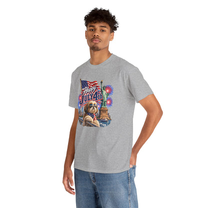 4th of July Dog T-Shirt - Happy July 4th Patriotic Fireworks Tee