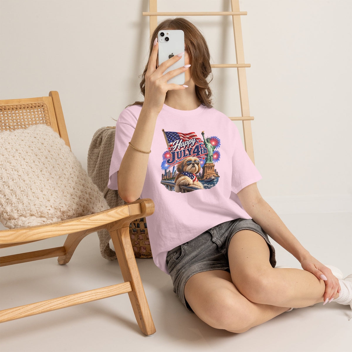 4th of July Dog T-Shirt - Happy July 4th Patriotic Fireworks Tee