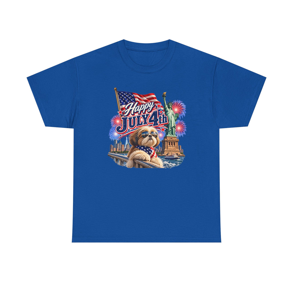 4th of July Dog T-Shirt - Happy July 4th Patriotic Fireworks Tee