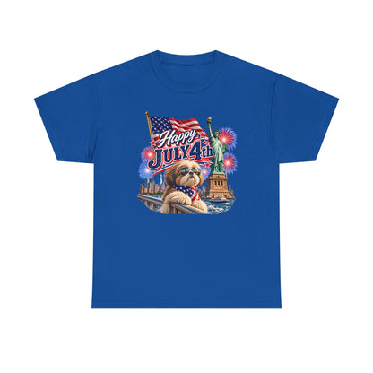 4th of July Dog T-Shirt - Happy July 4th Patriotic Fireworks Tee