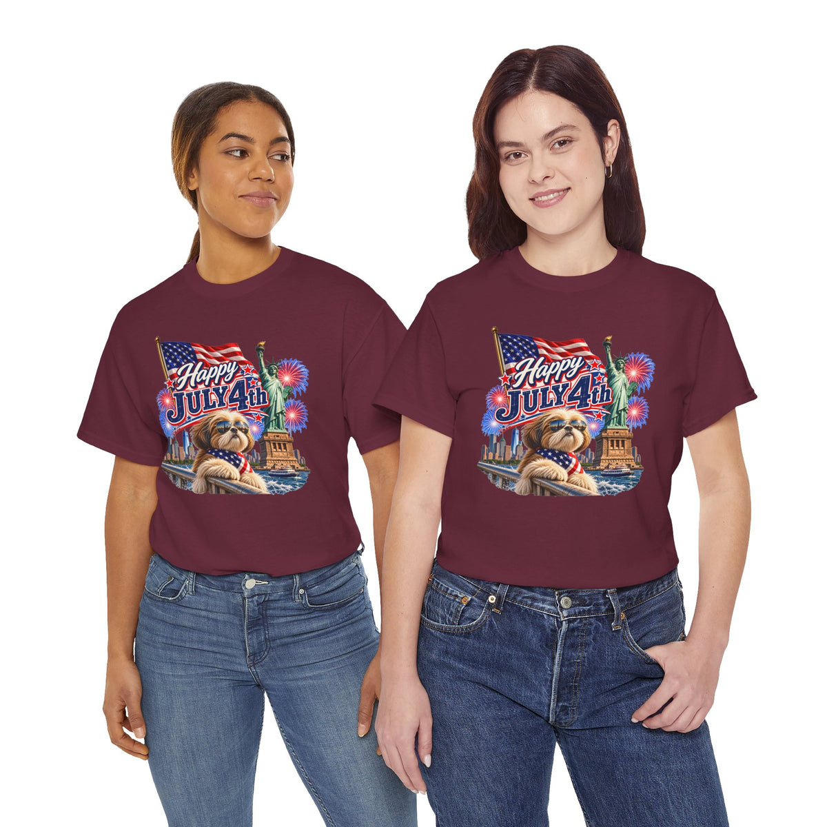4th of July Dog T-Shirt - Happy July 4th Patriotic Fireworks Tee