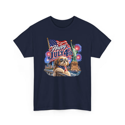 4th of July Dog T-Shirt - Happy July 4th Patriotic Fireworks Tee