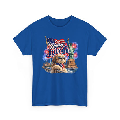 4th of July Dog T-Shirt - Happy July 4th Patriotic Fireworks Tee