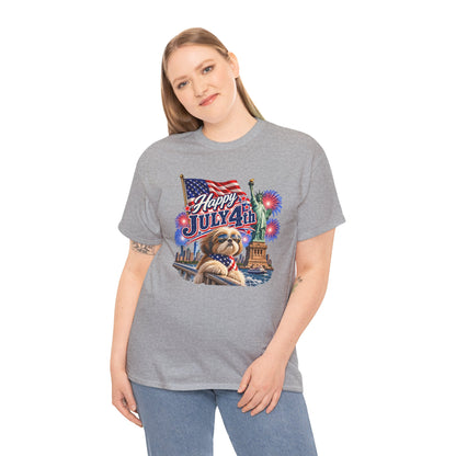 4th of July Dog T-Shirt - Happy July 4th Patriotic Fireworks Tee