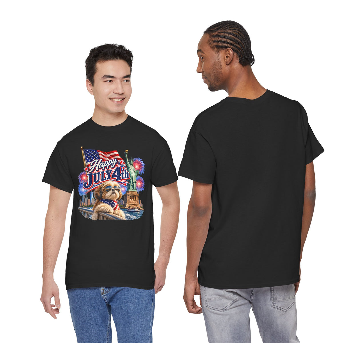 4th of July Dog T-Shirt - Happy July 4th Patriotic Fireworks Tee