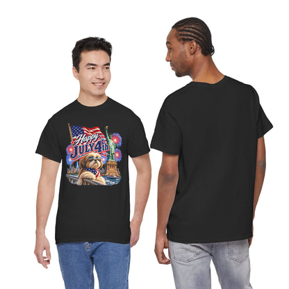 4th of July Dog T-Shirt - Happy July 4th Patriotic Fireworks Tee