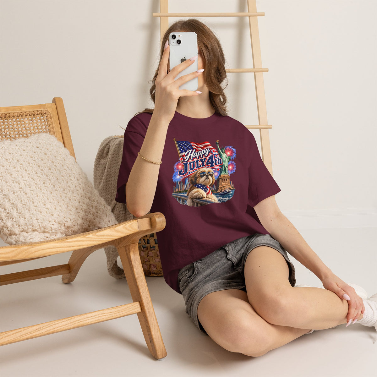 4th of July Dog T-Shirt - Happy July 4th Patriotic Fireworks Tee