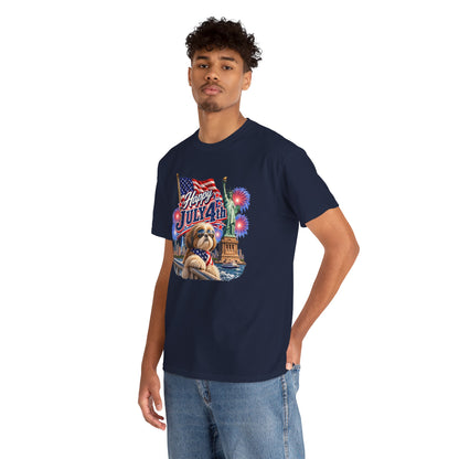 4th of July Dog T-Shirt - Happy July 4th Patriotic Fireworks Tee