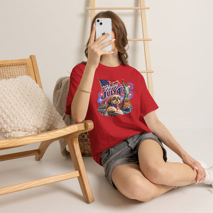 4th of July Dog T-Shirt - Happy July 4th Patriotic Fireworks Tee