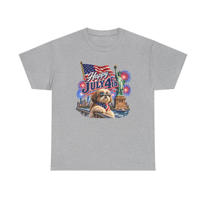 4th of July Dog T-Shirt - Happy July 4th Patriotic Fireworks Tee