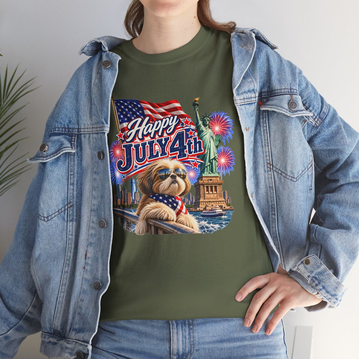 4th of July Dog T-Shirt - Happy July 4th Patriotic Fireworks Tee