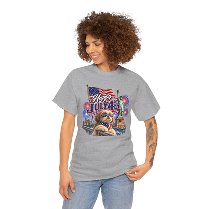 4th of July Dog T-Shirt - Happy July 4th Patriotic Fireworks Tee