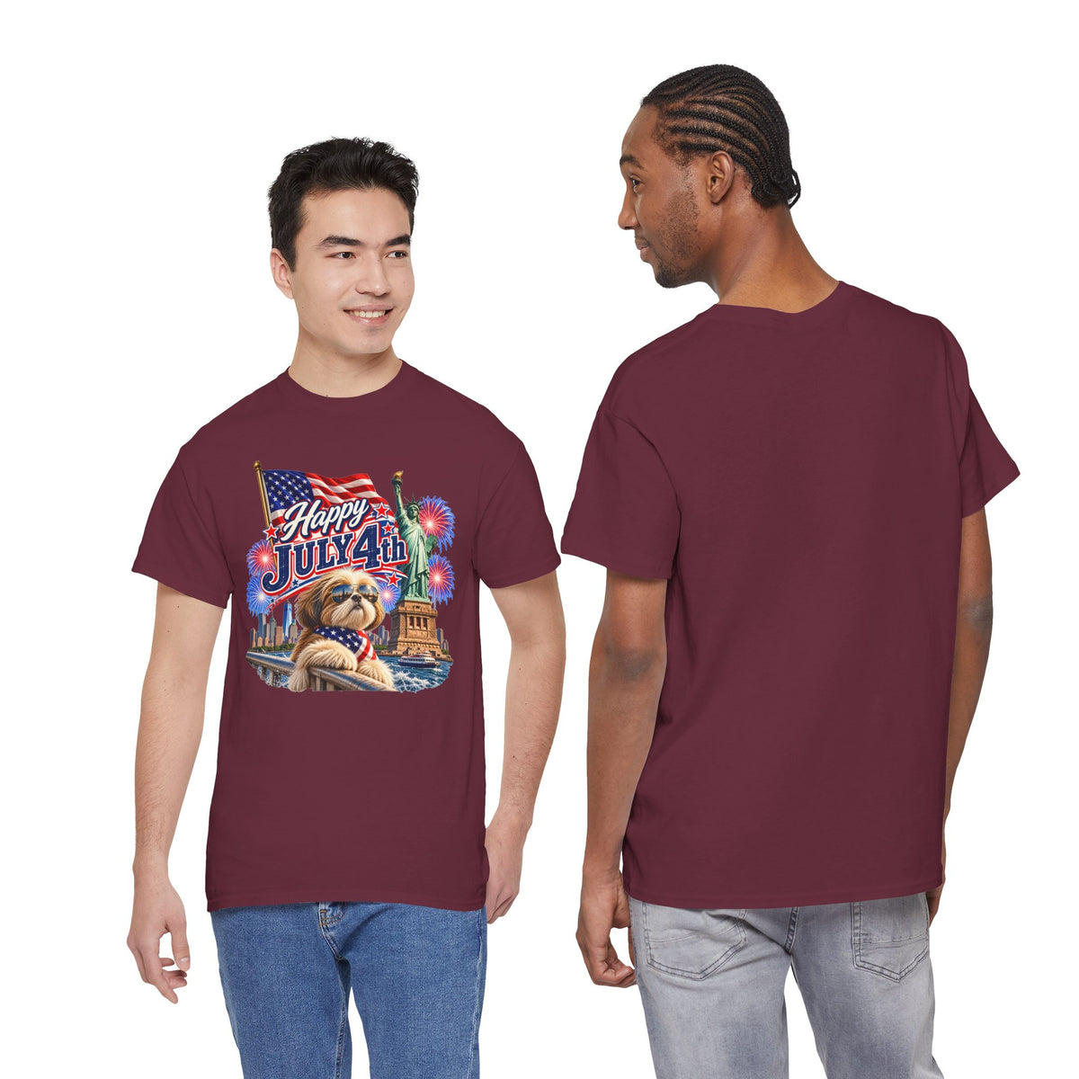 4th of July Dog T-Shirt - Happy July 4th Patriotic Fireworks Tee