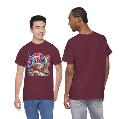 4th of July Dog T-Shirt - Happy July 4th Patriotic Fireworks Tee
