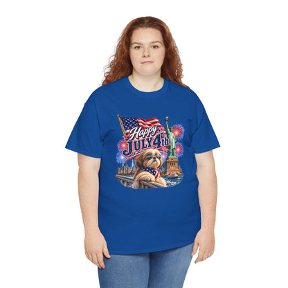 4th of July Dog T-Shirt - Happy July 4th Patriotic Fireworks Tee