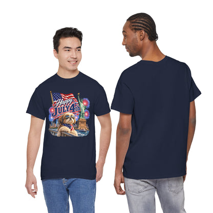 4th of July Dog T-Shirt - Happy July 4th Patriotic Fireworks Tee