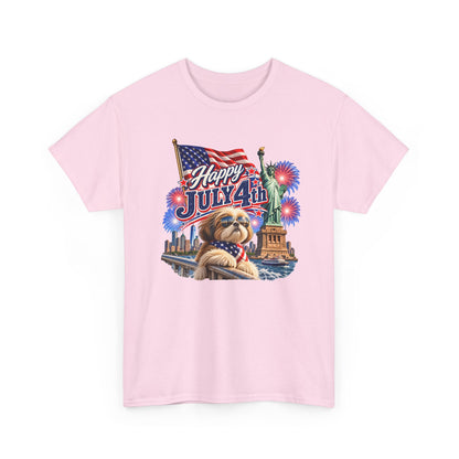 4th of July Dog T-Shirt - Happy July 4th Patriotic Fireworks Tee