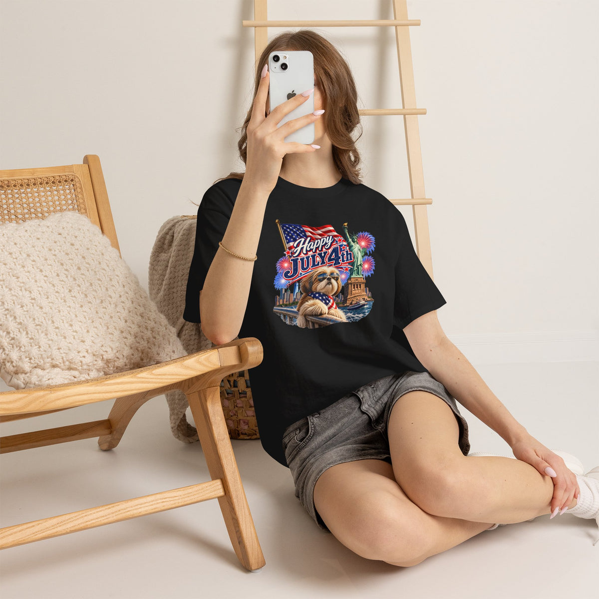 4th of July Dog T-Shirt - Happy July 4th Patriotic Fireworks Tee