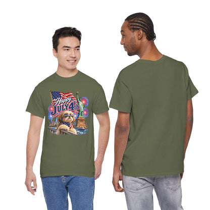 4th of July Dog T-Shirt - Happy July 4th Patriotic Fireworks Tee