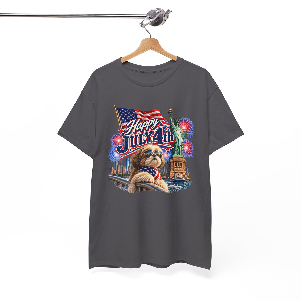 4th of July Dog T-Shirt - Happy July 4th Patriotic Fireworks Tee