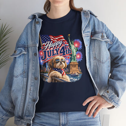 4th of July Dog T-Shirt - Happy July 4th Patriotic Fireworks Tee