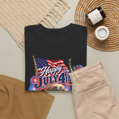 4th of July Dog T-Shirt - Happy July 4th Patriotic Fireworks Tee