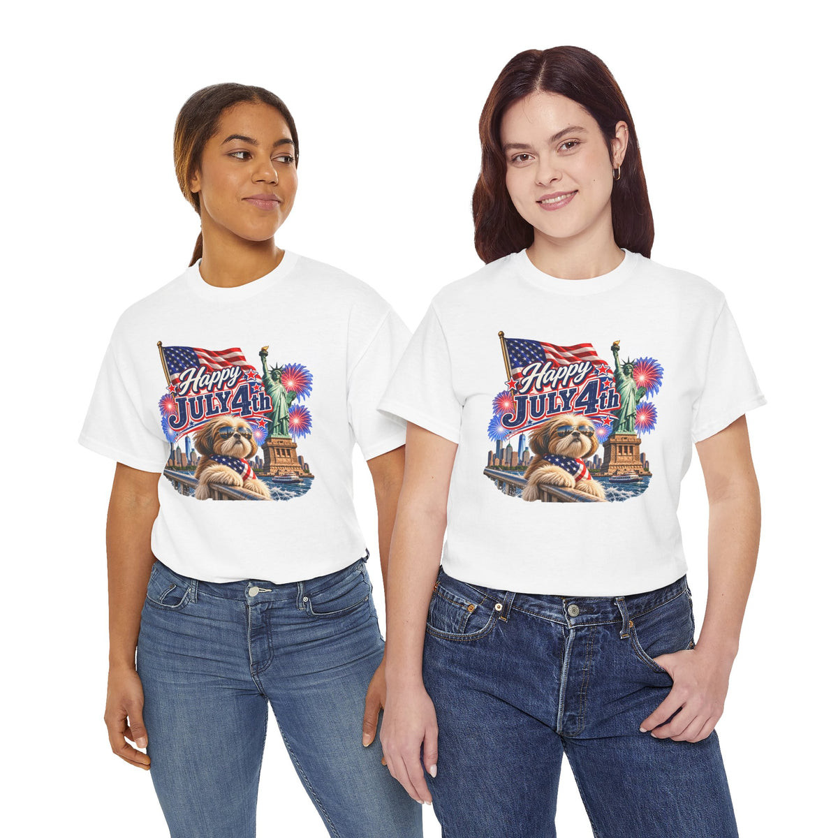 4th of July Dog T-Shirt - Happy July 4th Patriotic Fireworks Tee