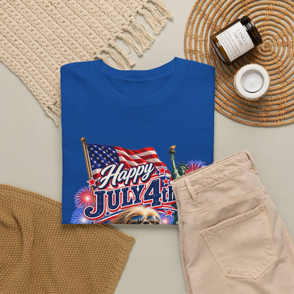 4th of July Dog T-Shirt - Happy July 4th Patriotic Fireworks Tee