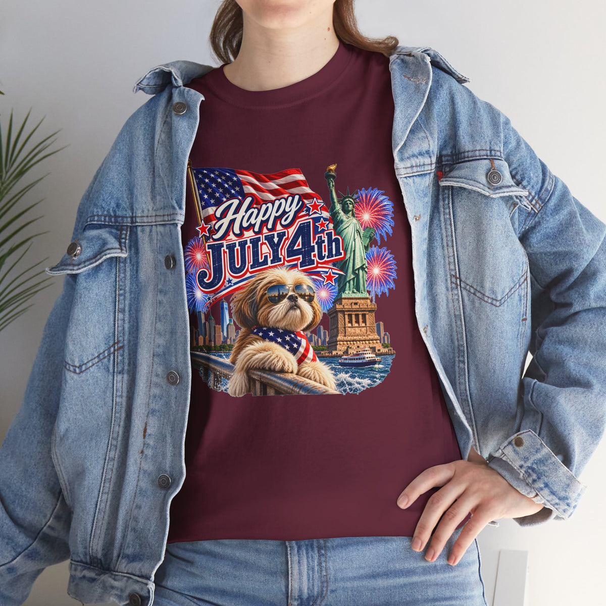4th of July Dog T-Shirt - Happy July 4th Patriotic Fireworks Tee