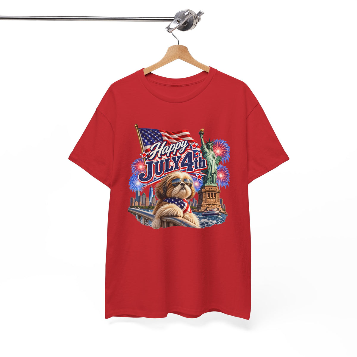 4th of July Dog T-Shirt - Happy July 4th Patriotic Fireworks Tee