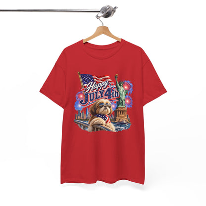 4th of July Dog T-Shirt - Happy July 4th Patriotic Fireworks Tee