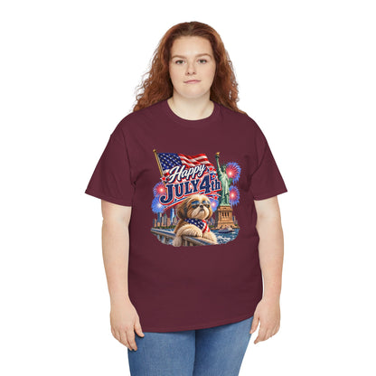 4th of July Dog T-Shirt - Happy July 4th Patriotic Fireworks Tee